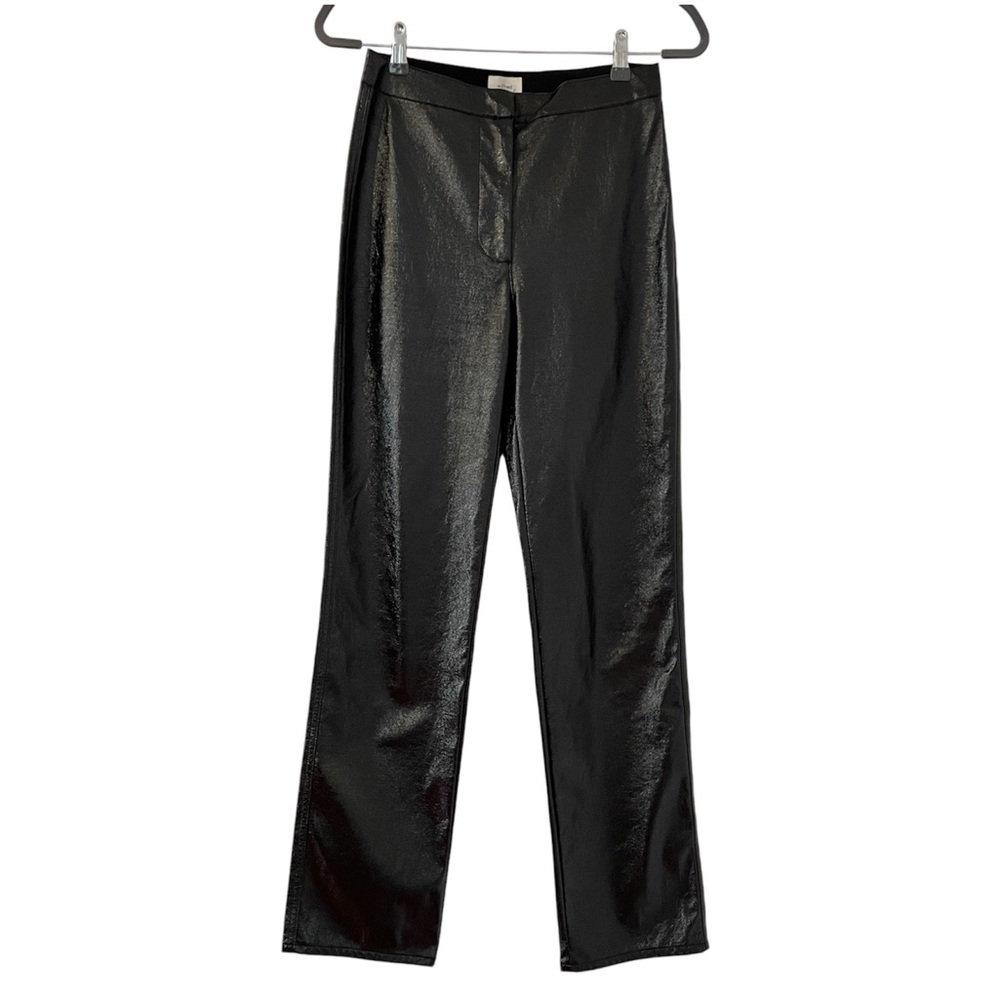 Wilfred glossy high rise straight leg faux leather pants mobwife goth disco